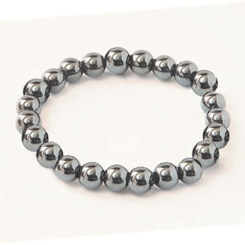 Zorbitz Lucky Magnetic Bracelet Happiness Hematite Beads Stretch Wellness Silver